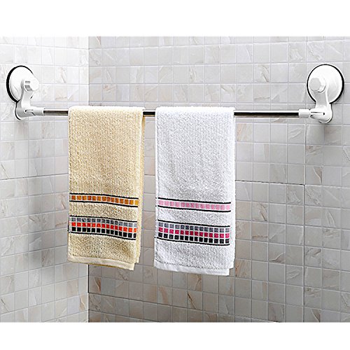 qobobo® Saugnapf-Duschstange Handtuchstange Handtuchhalter Badetuchstange ohne Bohren wiederverwendbar drehbar Eckestange Bad Handtuch Stange Wandmontage Badetuchhalter , 710cm