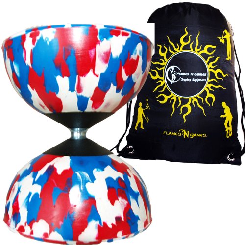 Mr Babache Diabolo Arlecchino (Blu/Rosso/Bianco) con Diablo coulisse borsa da viaggio. *No Bacchette Per Diablo, Filo Diabolo inclusi.