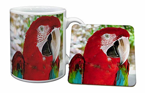 Advanta Group Green Winged Red Macaw Parrot Mug+Coaster Christmas/Birthday Gift Idea