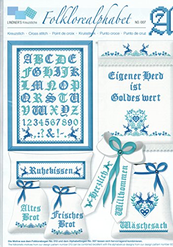 Lindner's Kreuzstich Zählmuster & Ideenbögen - verschiedene Muster (Nr. 7 Folklorealphabet eisig)