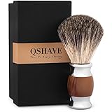 QSHAVE 100% Best Original Pure Badger Hair Shaving Brush Handmade. Faux Agate Handle. Perfect for Wet Shave, Safety Razor, Double Edge Razor