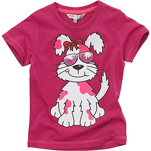 Animal Crazy Girls Cute Puppy Short Sleeved T-Shirt - Pink - 18/23 Months