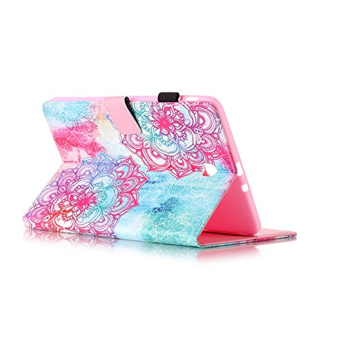Für Samsung Galaxy Tab E 9.6 Zoll SM-T560 Leder Tasche Hülle,Für Samsung Galaxy Tab E 9.6 Zoll SM-T560 Leichter Wallet Kickstand Hülle,Herzzer Mode Hübsch [Feurige Blumen Gedruckt] Shockproof Kratzfest PU leder Mappen Geldbeutel Folio Abdeckung mit Karte Bargeld Schlitz Weiche TPU Innere Kasten Hülle Case für Samsung Galaxy Tab E 9.6 Zoll SM-T560 + 1 x Frei Rosa Handy Halterung Ständer + 1 x Frei Rosa Stift Stylus - 4