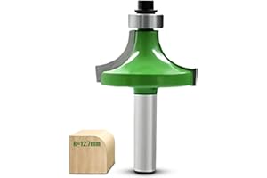 NICAVKIT Frez zaokrąglający 8 mm, promień 12,7 mm, frez okrągły z węglikiem spiekanym do frezarki górnowrzecionowej z łożyskiem kulkowym, frez zaokrąglający do obróbki drewna, frez krawędziowy