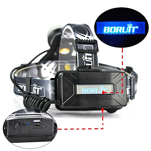 Boruit Led stirnlampe kopflampe Späteste Version LED-Hauptfackel, super helles XM-L2 LED-Scheinwerfer-Licht Zoomable nachladbare Scheinwerfer-Taschenlampen-Kopf-Lampe für kampierendes fischendes Radfahren laufendes wanderndes Jagd-kletterndes Sicherheits-Licht - 2