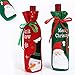 Produktbild BUOCEANS Beutel, Geschenk, Flanell süße Tisch Deko Santa Schneemann Weihnachten Wein Flasche für Table Dekoration, Weihnachtswein Tasche 2pcs, Color