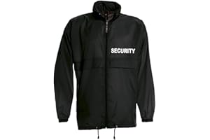 R&K Dienstbekleidung SECURITY-WINDBREAKER/REGENJACKE bedruckt mit SECURITY Grössen S - XXXL, schwarz, wasserdicht, Kapuze