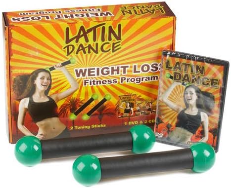 Latin Dance Weight Loss DVD Fitness Program Dance Workout Kit, Includes 1x Dance DVD and 2x Dance CDs 2x Toning Sticks