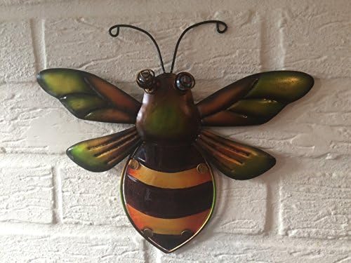 Vibrant Finish Metal &amp; Glass Bumble Bee Wall Decor