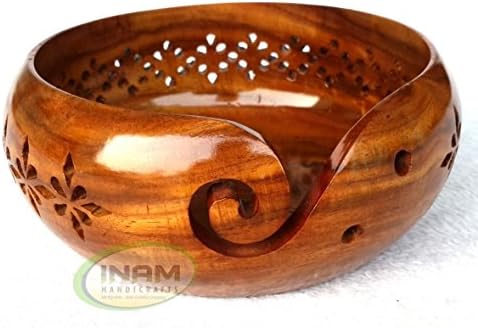 Smooth Handcrafted Rosewood - Stop Yarn From Rolling - Knitting and Crochet Yarn Holder - Large 7x4 inch,