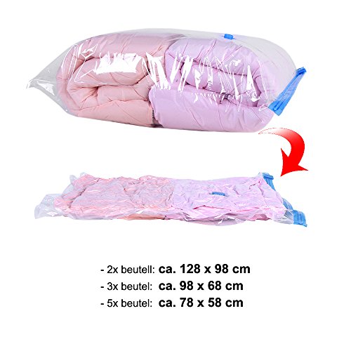Songmics 10-tlg Set 128 x 98 / 98 x 68 / 78 x 58 cm Vakuumbeutel Vakuum Aufbewahrungsbeutel Haushaltshelfer tranparent RVM10T - 8