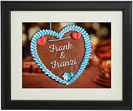Art Print: Your Names In A Gingerbread Heart – Personalised Picture With [Names] Of Your Choice – Framed Artwork – Gifts For Couples – Presents For Girlfriend or Boyfriend – Size: small (9” x 12” / 23 x 30 cm)