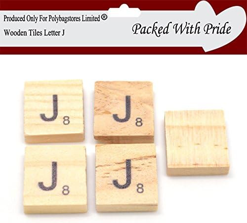 Pack of 10 Letter J - Wooden Scrabble Tiles with Black Letters