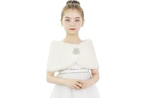 FAXIANTHER Capello per ragazze caldo in pelliccia sintetica con spalle per compleanni, Natale, comunione, Halloween, cappellini, matrimoni, fiori, ragazza, Spilla avorio, L