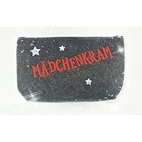 Kosmetiktasche aus Filz „Mädchenkram“ – schöne Geschenkidee für Frauen und Mädchen! Hochwertiger Flockdruck und Flexdruck, natürlich waschbar.