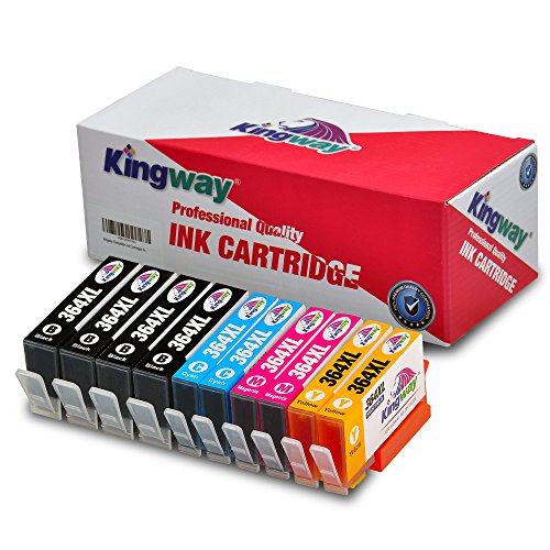 Kingway - Cartuchos de tinta de recambio 364 XL para HP 364 y 364XL negro  cian  magenta y amarillo  Compatibles con impresoras HP Photosmart 5510 5511 5512 5514 5515 5520 5522 5524 5525 6510 6520 6512 6515 7510 7520 7515 B8550 B8558 B110c B010a C5324 C5380 C5370 C5383 C5388 C6324 C6380 D5460 D7560 C310a C410a B209a B210a  HP Deskjet 3520 3070A  HP Officejet 4620 4622 series  color 4 Black 2 Cyan 2 Magenta 2 Yellow 10 unidades