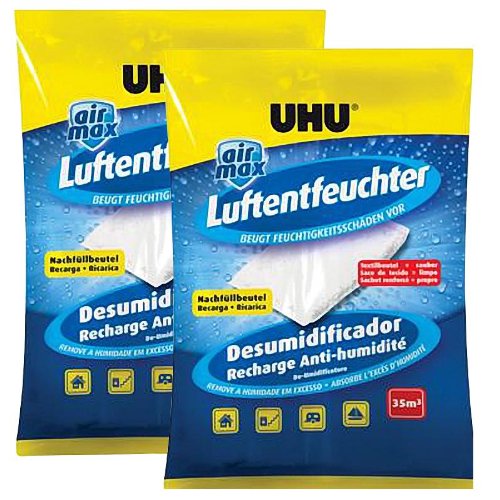 2x UHU 47085 Luftentfeuchter Nachfüllbeutel 1000 gDuftneutral