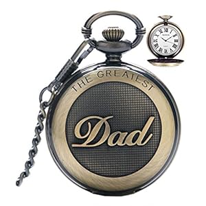 Reloj de bolsillo para hombre cuarzo con cadena para hombres colgante de reloj de bolsillo con números romanos para el día más grande/abuelo – Retro regalos para el día del padre de cumpleaños