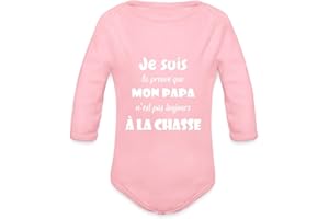 Spreadshirt Je Suis La Preuve Mon Papa N'est Pas Toujours À La Chasse Drôle Body Bébé Bio Manches Longues