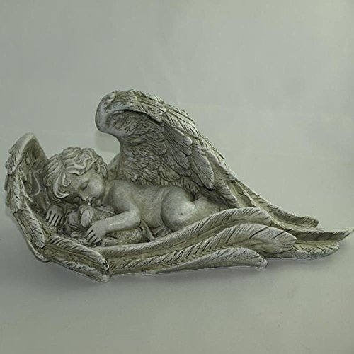 Deko Engel im Flügel liegend mit Hunde Figur liebevoll im Arm beschützend. Länge 24cm - 4