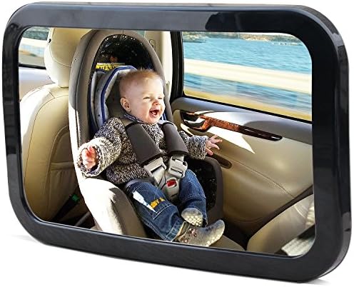 Baby Car Mirror - Kingseye 360 Wide Backseat Rear View Baby Safety Mirror - Fits Any Adjustable Headrest - Strong Double Straps - Acrylic Shatterproof Glass - Simple Installation for Rearward Facing Child Seat - Protect Your Baby