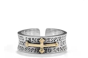 Auriselle Anillo vikingo para hombre, ajustable, cruz/calado/trenzado, grabado con texto, retro punk, hip hop, gótico, vintage, regalo de cumpleaños/Navidad para hombres y niños