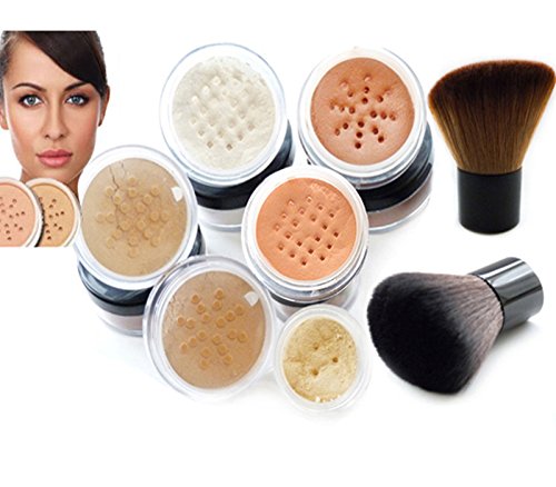 MEDIUM & MEDIUM BEIGE Mineral Foundation Makeup Double KABUKI SET Sheer Finish Full Coverage Natural Minerals by Intelligent Cosmetics®