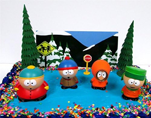 South Park Birthday Cake Topper Featuring Eric Cartman, Stan Marsh, Kyle Broflovski, Kenny McCormick and Other Themed Decorative Pieces