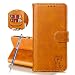 Produktbild Finemoco Hülle für Samsung Galaxy A10 / M10 Leder Handyhülle Flip Case Premium PU mit Brieftasche Schutzhülle Gelb Katze Folie Cover Silikon Bumper 360 Grad Handytasche Magnetisch Standfunktion Tasche