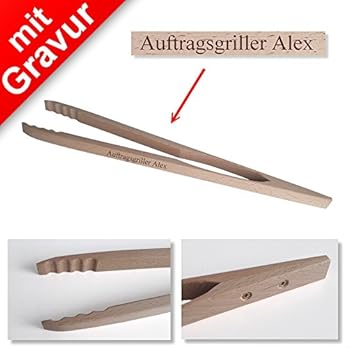 Profi Grillzange Mit Gravur Zb Namen 48cm Aus Holz
