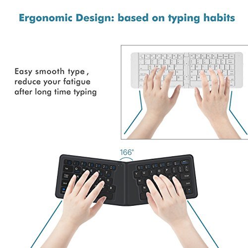 iclever Bluetooth Keyboard, Ultra Compact Foldable Rechargeable Universal Wireless Keyboard for Windows iOS Mac Android Tablet Smartphone, Ergonomic Design, Scissor for Better Type, Gray