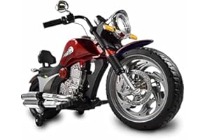 Moto eléctrica Infantil 12v roja diseño Chopper Tipo Harley con batería Potente Luces LED música USB MP3 ATAA American Chopper