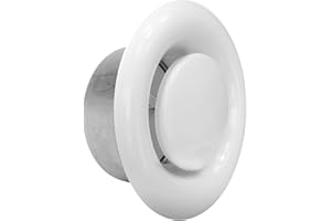VENTILAND Difusor de ventilacion | Difusor aire acondicionado | Valvula de Techo o Pared para cocina, baño | Rejilla de Ventilación redonda ajustable en Chapa Acero | Boca de extracción (Extracción, ø100mm)