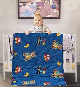 COZY FURNISH Babies, Kids Super Soft All Season Use Reversible Comforter, Blanket (200 GSM)(0-8 Years)(Size: L-60 Inches & B- 45 Inches) (BlueCarTedy)