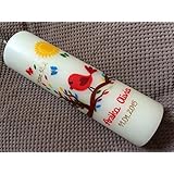 Taufkerze mit Vogel - inkl. Beschriftung von Babyprince - handgearbeitete Wachsverzierungen - !!! keine Folie !!!