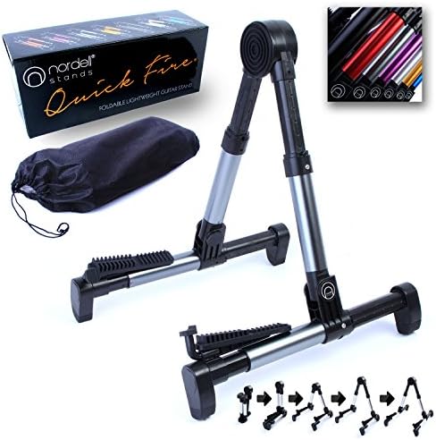 Gun Metal Grey Folding A-Frame Stand/Holder with Bag for Guitar/Ukulele/Banjo/Acoustic/Electric