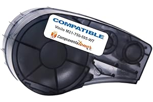 CVT COMPRAVENTATONER CVT - Etiquetas de vinilo (SIN CHIP) compatible para Brady BMP21 Negro/Blanco M21-750-595-WT para impresoras matricial Bmp21-plus, BMP21, PaL, LABPaL, Bmp21-Lab