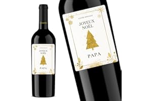 COUSIOTS Étiquette Bouteille de vin personnalisée - Joyeux noël Papa - Fêtes de Fin d'année