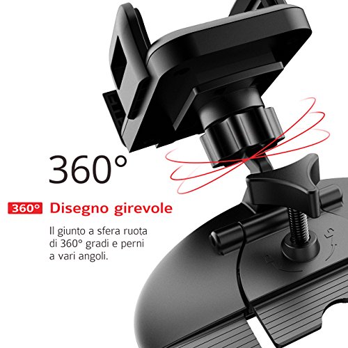 Mpow Porta Cellulare Universale da Auto per CD Slot con un Semplice Pressione, Supporto Cellulare Rotazione di 360 gradi per iPhone 7 / 7 plus / 6 / 6plus / 5S / 5 / 4S / 4, Samsung Galaxy S5 / S4, Samsung Galaxy Note 4/3/2, HTC One, Nexus 4, Lg Nexus 4, Nokia Lumia 920, Plus One, GPS, Radio FM, Lettori MP3, ed altri Smartphone - Roso