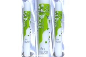 KERZENZAUBER-LUSINE Taufkerze Kommunionkerze Junge Mädchen 400/40 mm VT-29 inkl. Zubehör für selbstbeschriften