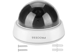 01 02 015 Caméra factice de Surveillance factice Durable et Robuste pour l'extérieur, Fausse caméra de sécurité factice, dôme Blanc pour supermarchés, hôtels, Maison et Entreprises