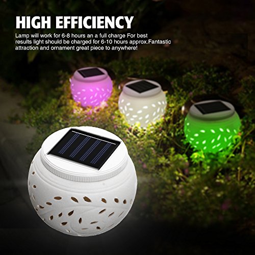 SOLMORE Solar LED-Dekoleuchten Solarleuchte Solarlicht Solarlampe Keramikleuchte Keramik Solarlaterne Solar-Dekoleuchte Dekoartikel Bunte DEKO - 3