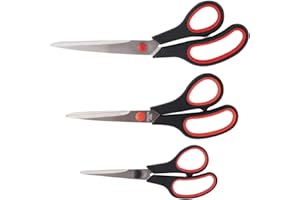 D.RECT Ciseaux Kit 3 Pièces 160mm/210mm/250mm "SG-MIX" - Ciseau pour Papier, Couture, Bureau - Manche Douce et Confortable - Ciseaux Ecole, en Acier Inoxydable