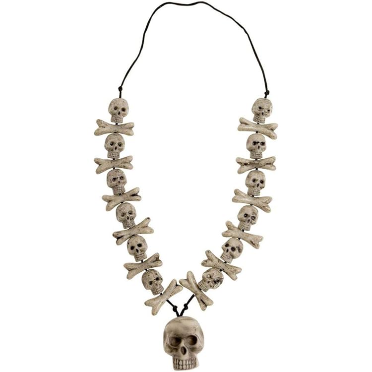 Schädel-Knochen Halskette Mit Armband – Gruseliges Halloween-Accessoire Aus Harz, Für Kostümparty & Cosplay – Damen & Herren