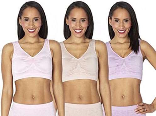 Vercella Vita Medium Control Comfort Bras with Floral Design Pack of 3 (Medium, UK 12-14, Soft Pink Multi)