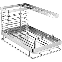 Oriware Rangement Evier Cuisine Support Brosse Éponge Organiseur pour à Poser Acier Inoxydable - 25 x 15 x 15 cm