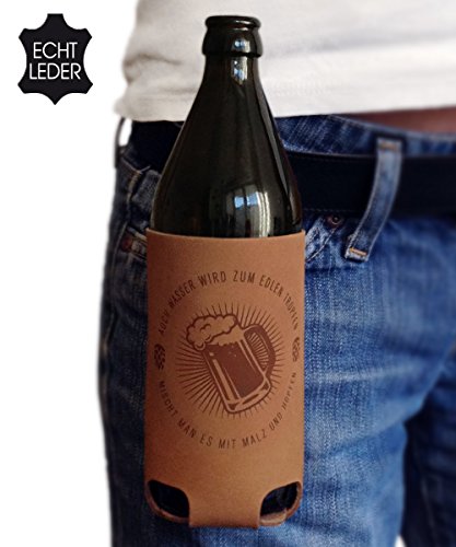 Bierholster "Hopfen & Malz" – Das Original aus echtem Leder – Bier Holster Bierhalter