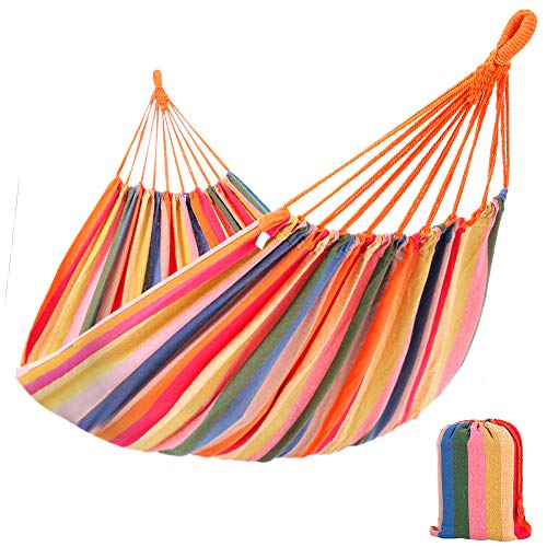 SONGMICS Hamaca de algodón y poliéster Portable 210 x 150 cm Resistencia de 300kg GDC15C