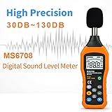 Schallpegelmessgerät, TKSTAR Digital Sound meter Digital Schallpegelmesser LCD Bildschirm Ton Monitor dB Meter MS6708 Tragbarer Digital Dezibel Schallpegelmesser Reader, Rauschmessung Messbereich 30-130 dBA Genauigkeit 1, 5dB