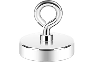 Neosmuk Aimant de pêche, 99,8 kg + base en métal usiné CNC robuste avec aimant haute puissance, aimant de 4,4 cm pour retirer, aimant super puissant avec poignée pour étiquette